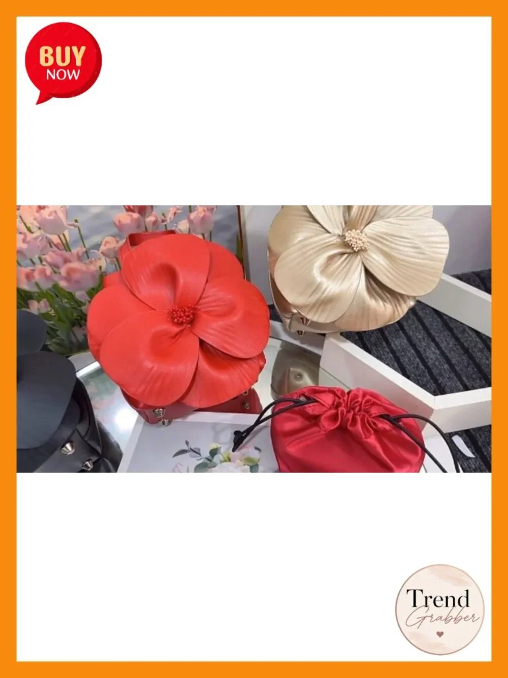 Mini Flower Evening Purse Floral Clutch for Women PU Leather Handbag with Chain